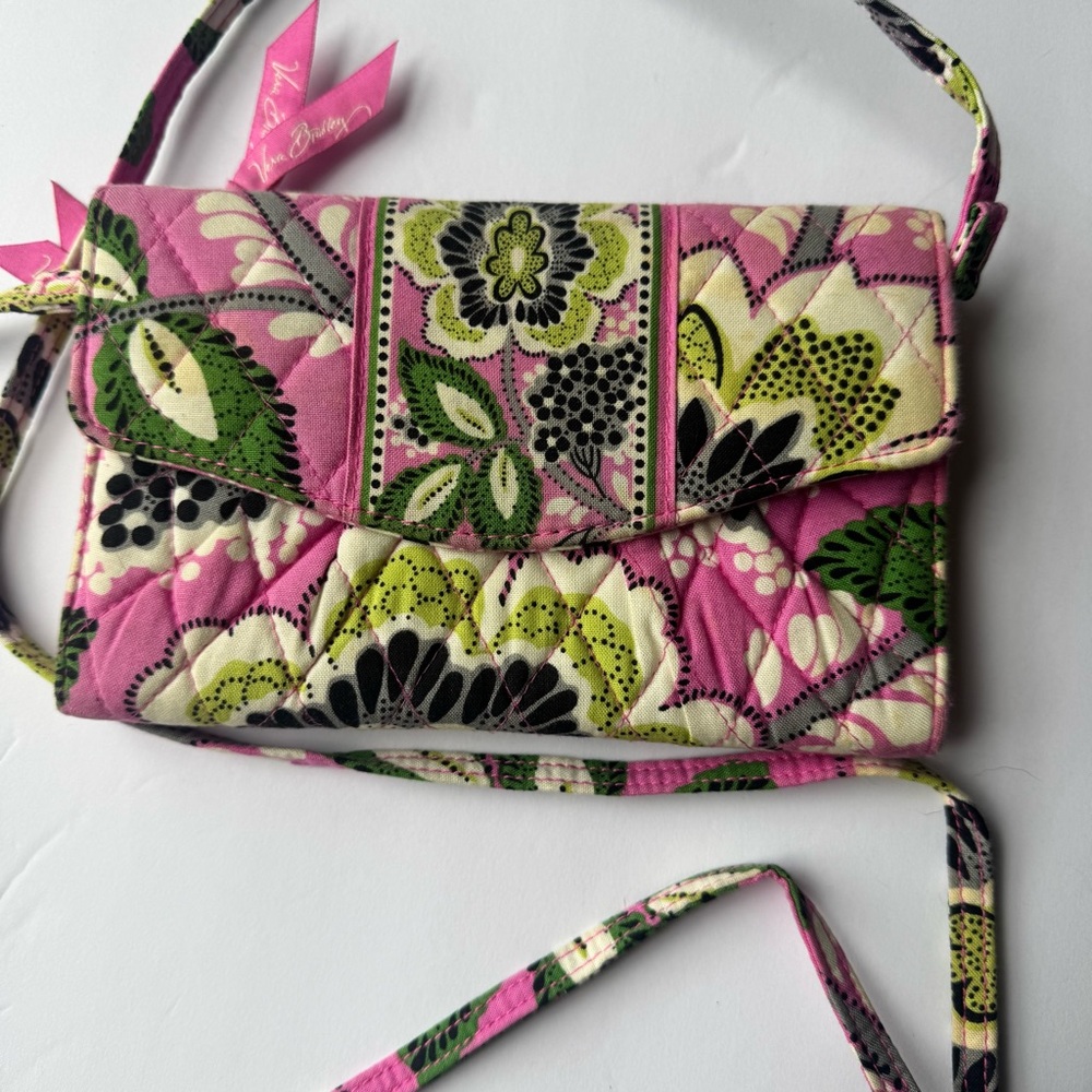 Vera Bradley Pink and Green Floral Crossbody Bag